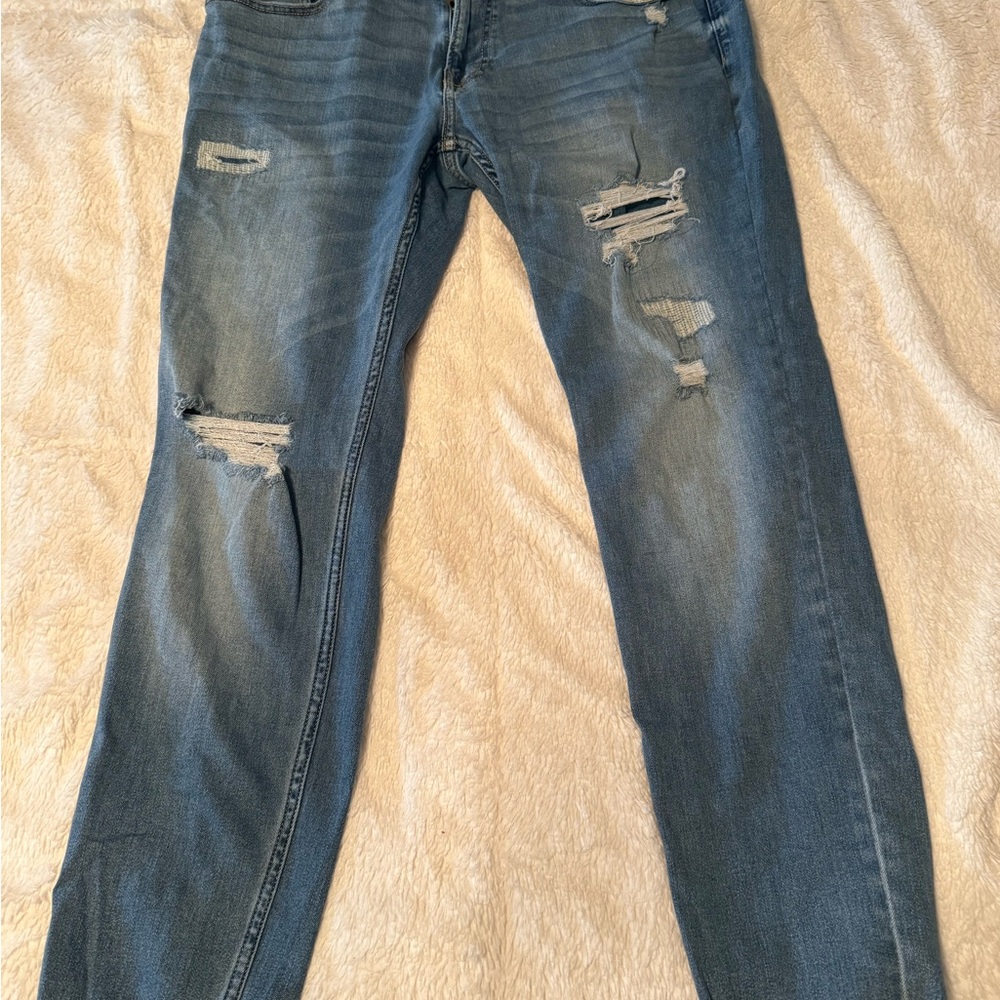 Distressed Blue Jeans